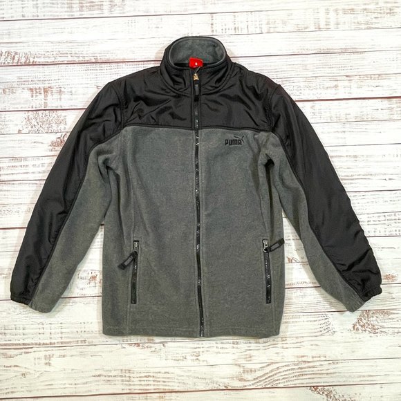 Boys Puma Fleece and Nylon Zip Front Jacket - Picture 1 of 9